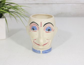 Vintage Hand-Painted Character Face Mug Stein  Signed A-Z  4.5' Tall