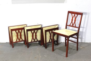 Vintage Mahogany Folding Chairs By Lorraine Novelty Mfg. Co. - Set Of Four