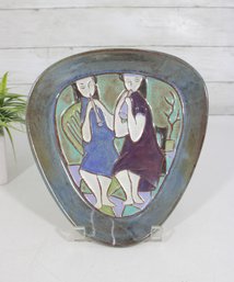 Harris G. Strong Art Pottery Wall Plaque  Figural Dancing Couple Design
