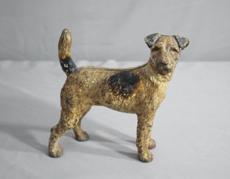 Vintage 1930s Cast Iron Fox Terrier Dog Doorstop