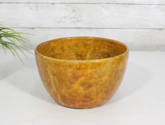 Vintage French Pottery Bowl  Mottled Amber Glaze  7.5' Diameter