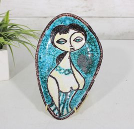 Harris G. Strong Art Pottery Plaque  Figural Woman Design  8.5 X 5'