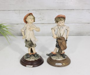 Set Of 2 G. Armani Gullivers Figurines  Boys With Drum & Song  7.5' Tall