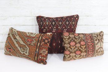 Group Lot Of Kilim & Tribal Decorative Pillows  Mixed Patterns, Colors & Sizes