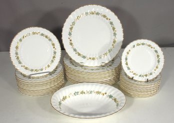 Royal Doulton Piedmont Partial Dinnerware Set  Elegant Fine Bone China With Gold & Blue Vine Accents