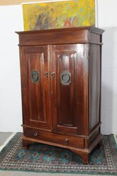 Vintage Asian 2 Door Cabinet  With One Drawer And Two Shelves