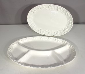 Italian Made Porcelain Serving Platters  20.5' X 14' & 17' X 12' Embossed Grape Design