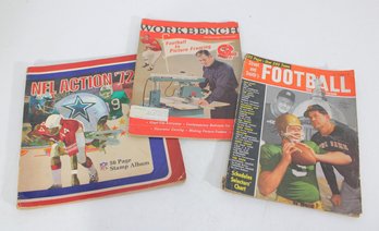 Vintage 1972 NFL Action Stamp Album  Football Magazine & Workbench Magazine Lot