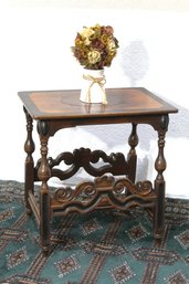 Vintage Kittinger Side Table With Ornate Carved Details