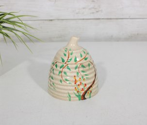 Clarice Cliff Beehive Honey Pot W/ Lid  Hand-Painted Cottage Style  4'