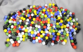 Large Vintage Assorted Glass Marble Lot  Colorful Mix Of Swirls, Solids & Clear Marbles