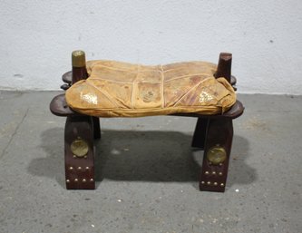 Authentic Vintage Camel Saddle With Ornate Embellishments