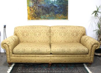 Stickley Fine Upholstery Traditional Sofa In Ornate Floral Damask Fabric