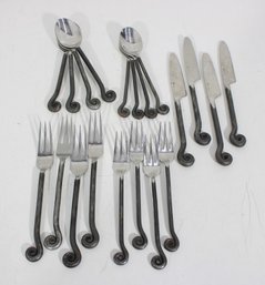 Gourmet Settings GS Treble Clef Flatware Set  Service For 4  Stainless & Wrought Iron Handles