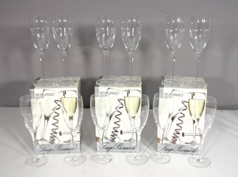 Michelangelo Italian Crystal Champagne Flutes  Set Of 12, 8' Tall
