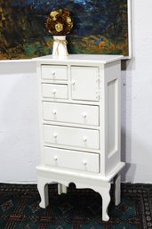 Vintage White Wooden Chest Of Drawers With Multiple Compartments