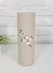 Vintage Pigeon Forge Pottery Dogwood Vase TN Signed Mid-Century Floral Cylinder 11.5'