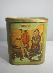 Vintage Green Leather Waste Basket