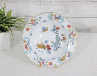 Limoges France 8' Porcelain Plate  Floral & Bird Motif  Scalloped Edge