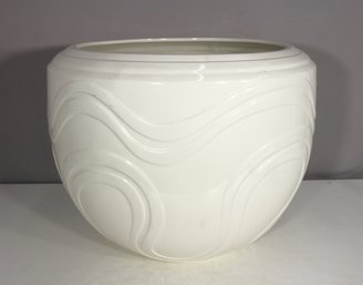 Very Large White Ceramic Planter  17' H X 22' Round Textured Design