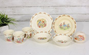 Vintage Royal Doulton Bunnykins Dishware Lot Plates Bowls Mugs Money Bank Nursery Set