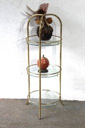 HOLLYWOOD REGENCY 3 TIER BRASS W/ GLASS SMALL Stand