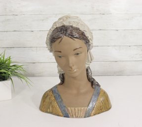 Lladro Little Girl Porcelain Bust Figurine Sculpture  13' Tall  Spain