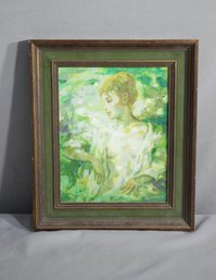 Vintage Signed Rucker Oil On Canvas Board Portrait Of A Lady, Signed Rucker LR