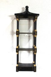 Chinoiserie Style Pagoda Form Faux Bamboo Wall Rack, 3 Shelves