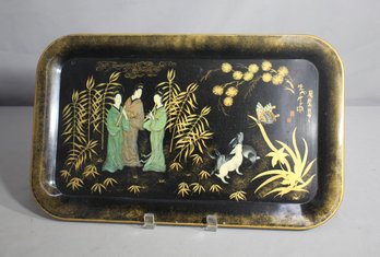 Enchanting Asian-Inspired Vintage Tin Tray