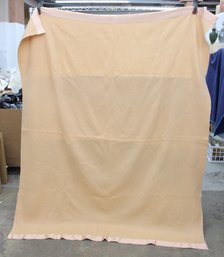 Vintage St Marys 100% Wool Blanket Peach Pink Satin Trim 86' X 68' USA