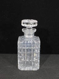 Vintage Cut Crystal Square Decanter W/ Stopper  Grid Pattern Barware  9' Tall