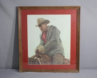 Vintage Working Cowboy Litho Limited Edition James Bama #163/1000 Signed Bama '74