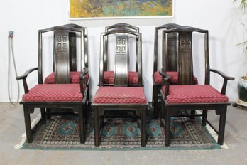 Set Of 6 Asian Style  Dining Chairs  Includes 2 Armchairs