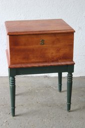 'Vintage Wooden Storage Chest On Painted Legs  Rustic Charm And Functionality'