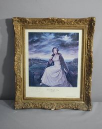 Vintage Ornate Gilt Gesso Frame With Her Majesty The Queen Art Print By Vinciata Inscribed LL