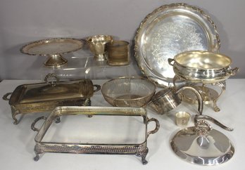 Vintage Silverplate Serving & Tableware Lot - Trays, Bowls, Chafing Dish & More