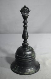 Antique Bronze Hand Bell With Unique Spiral Handle