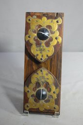 Antique English Desk Top Book Rack, Brass Trim