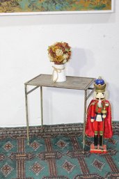 Vintage Metal Side Table With Textured Patterned Top