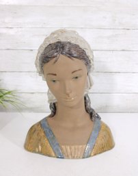 Lladro Porcelain Lady Bust Figurine  Hand Made In Spain  Elegant Female Portrait Sculpture  13' H
