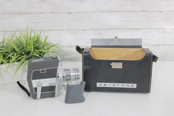 Vintage Keystone Movie Camera With Original Case  Classic Mid-Century Film Camera