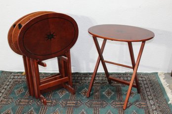 Bombay Company TV Table Tray Set  4 Trays With Stand