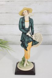 Giuseppe Armani Breezy Figurine By Florence  13'' Hand-Painted Sculpture On Wood Base