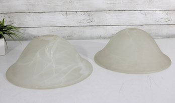 Pair Frosted Glass Dome Lamp Shades  13' Round X 6' H  Swirl Pattern Replacement Light Shades