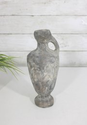 Vintage Style Rustic Gray Pottery Jug Vase  9' Decorative Primitive Vessel