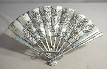 Vintage Solid BRASS FAN Wall Decor Decorative W/ PHOENIX