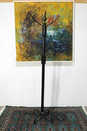 Stylish Black Metal Coat And Hat Rack With Decorative Design