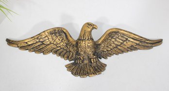 Vintage Brass Eagle Wall Plaque Spread Wing American Patriotic Decor 19' Wide