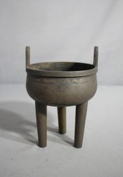 Antique Etched Bronze Tripod Cauldron-small